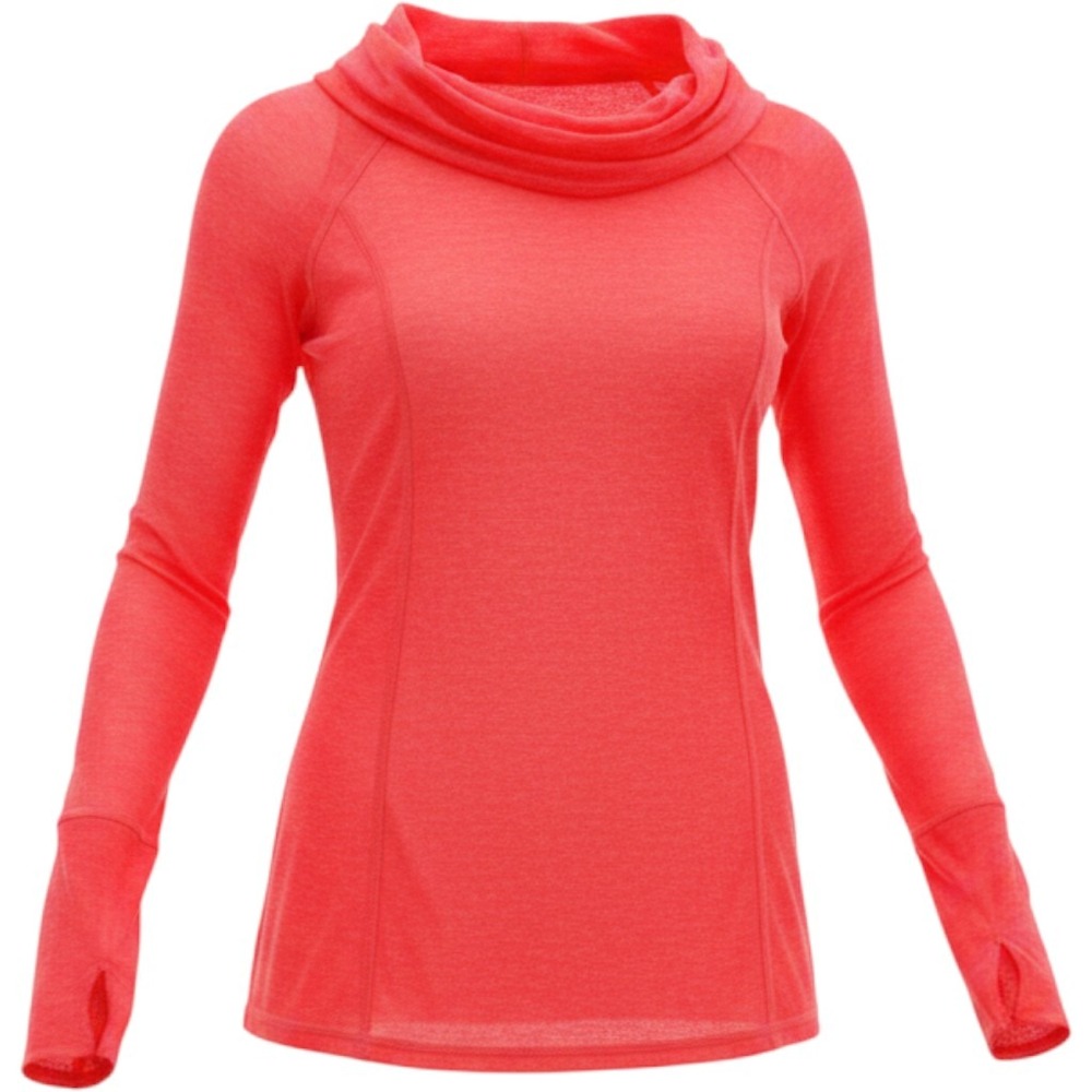 Reebok Womens Cowl Neck Long Sleeve Activewear Top Pink Heathered Thumbholes M